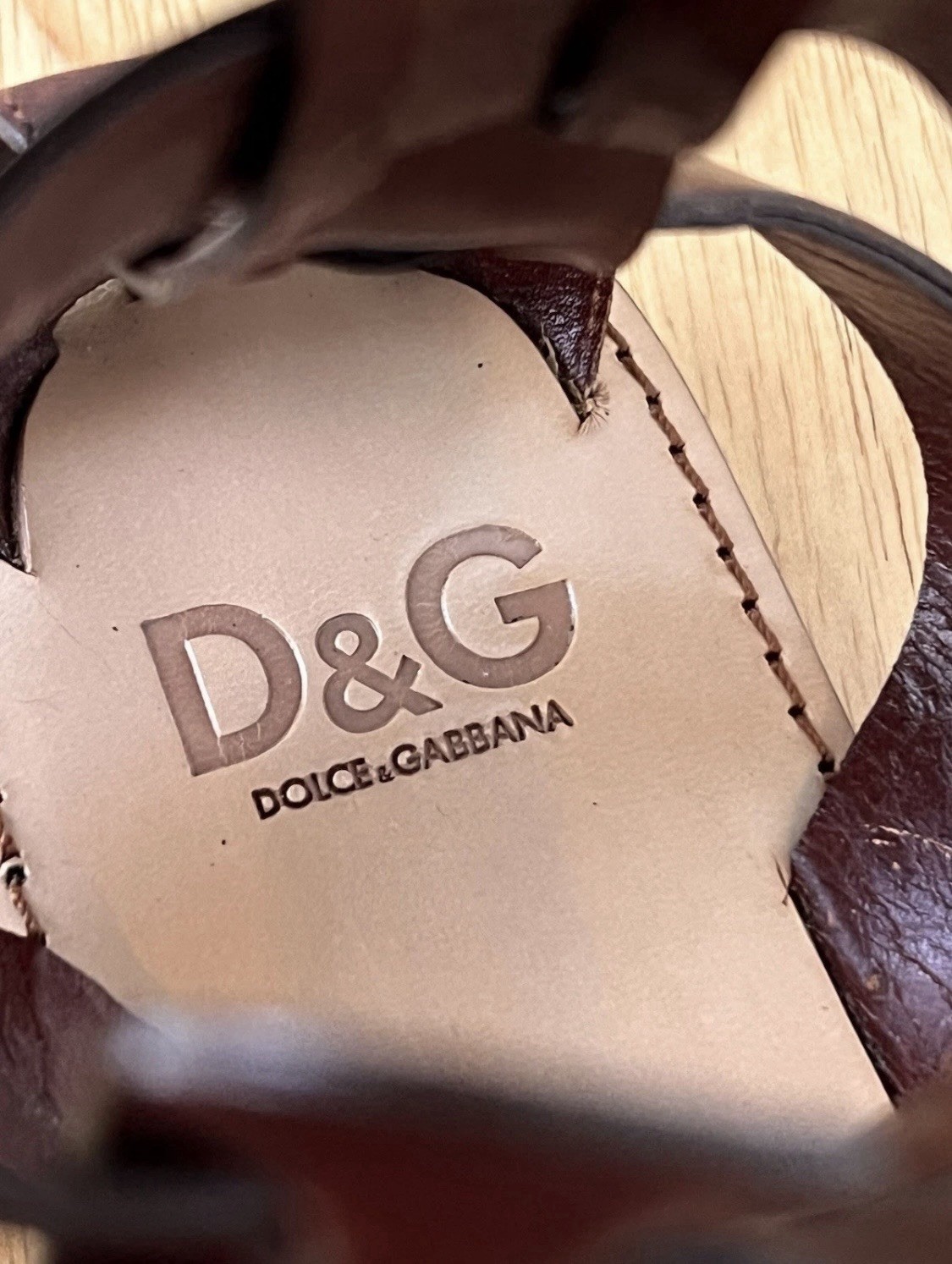 Dolce & Gabbana D&G Brown Leather Gladiator Sandals Flats Straps 39 9