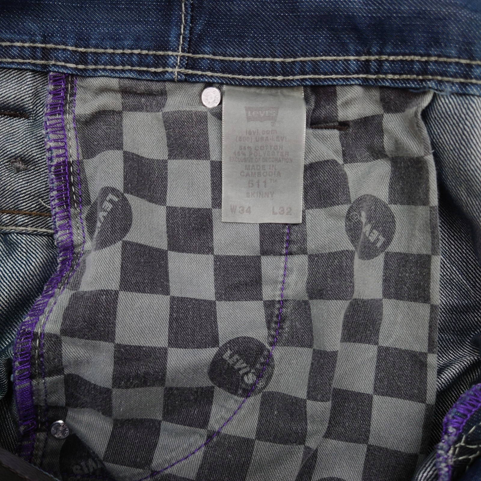 Y2K Levis 511 Jeans Men 31×34 Button Back Cinch Waist Affliction Style Cowboy