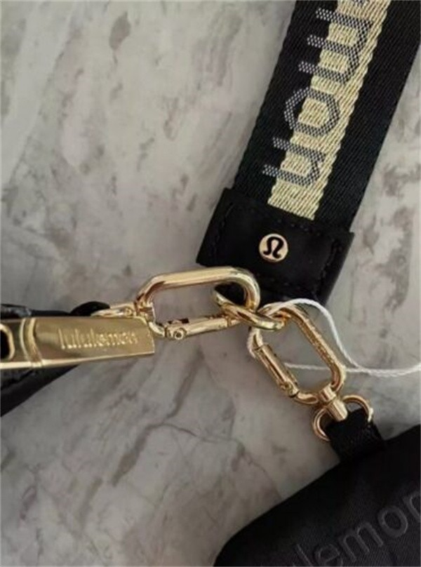 US Black Gold Lulemon Style Key Wallet Wristlet Dual Pouch Buckle Bag With Wrist