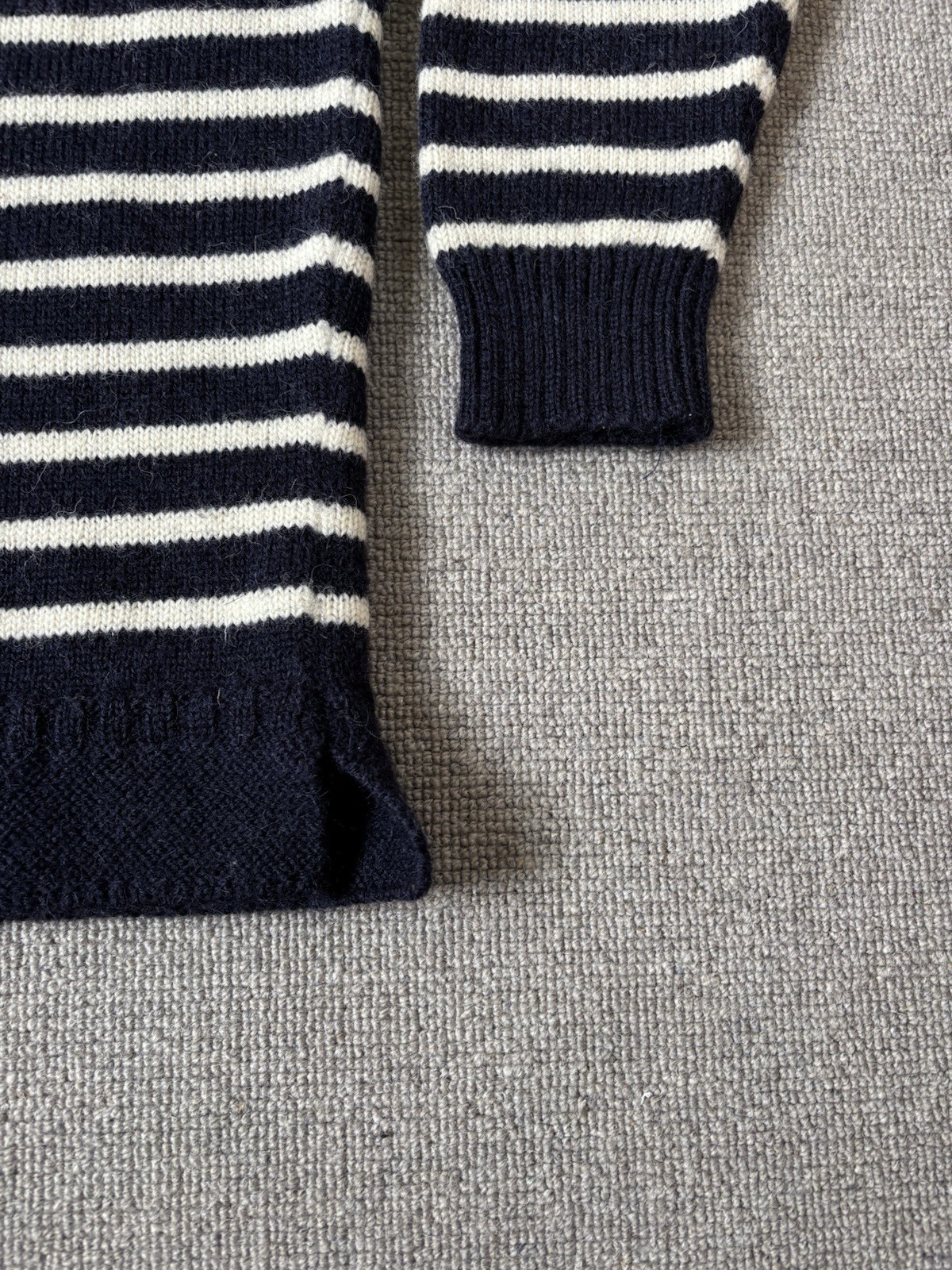 Traditional Guernsey British Wool Naturally Fisherman Jumper Striped Gansey XL
