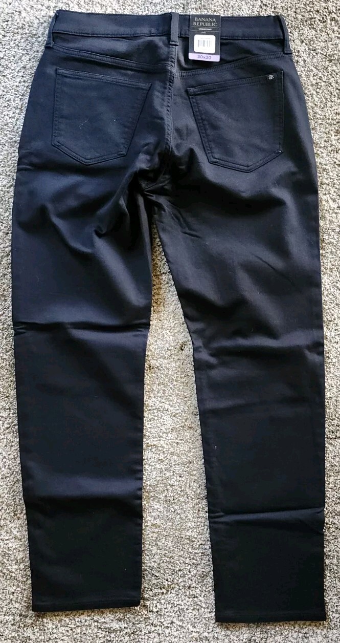 NWT Mens Banana Republic 5 Pocket Slim 98% Cotton BLUE BLACK TAN 30-40”