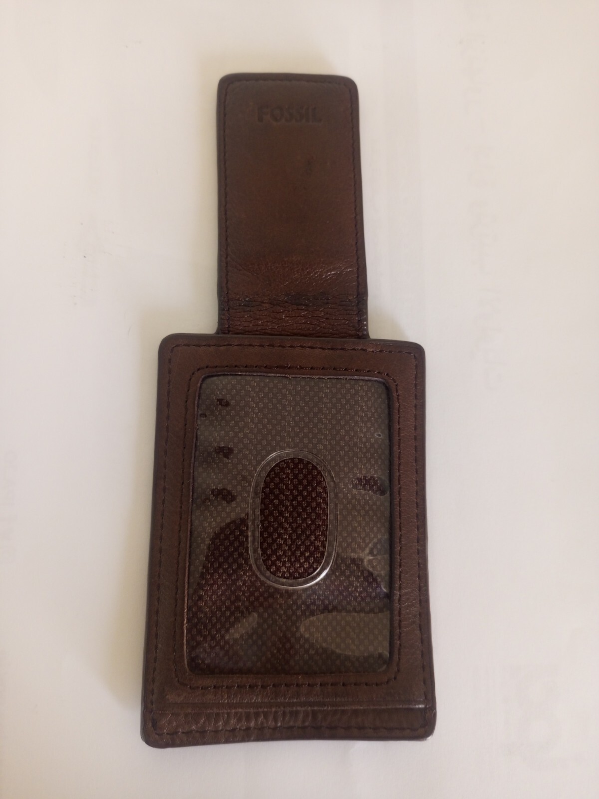 Vintage Fossil Brown Leather Magnatic Walet Business Cards Holder For Men Gift