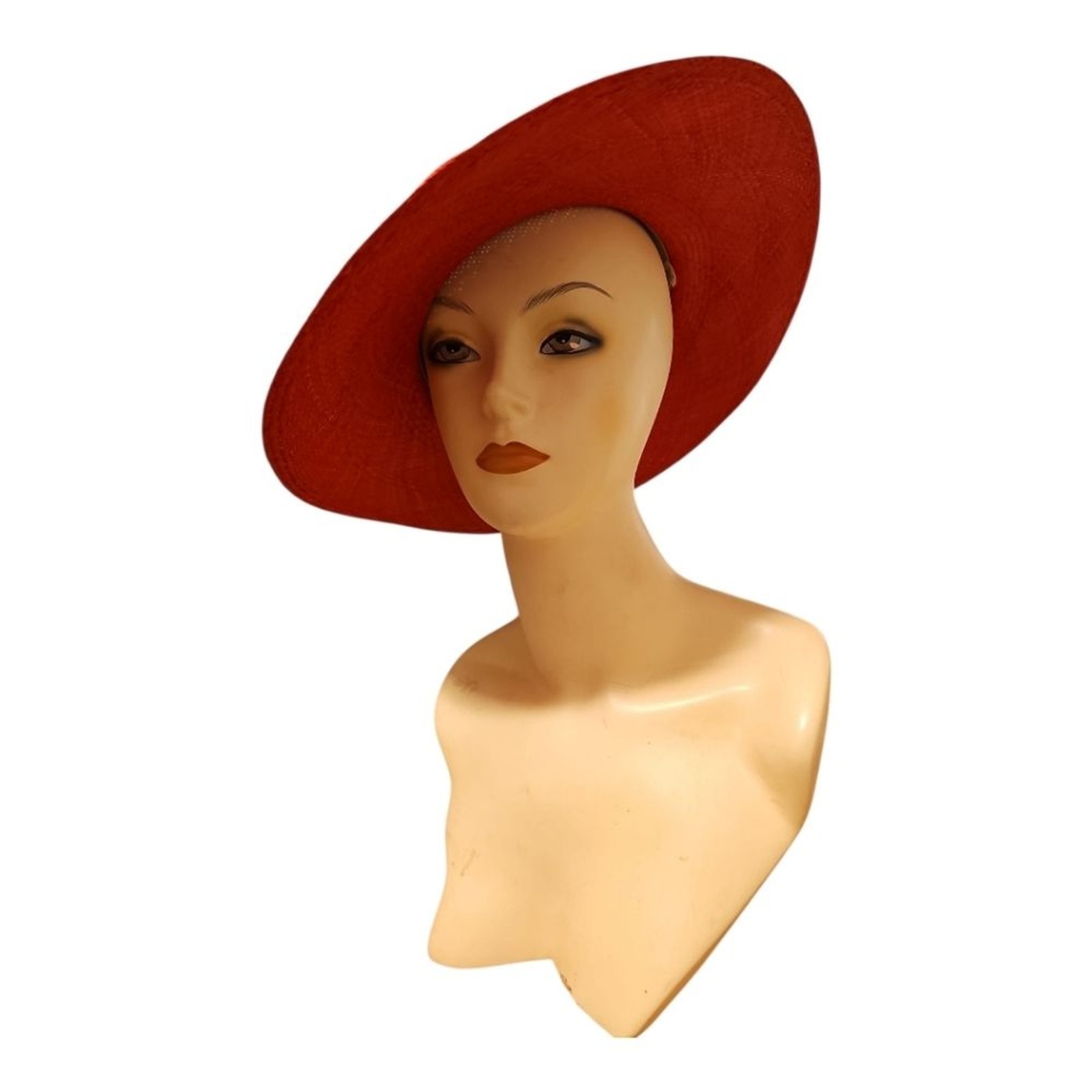 Greenpacha Panama Hat Medium Red Wide Brim 100% Toquilla Straw Handmade