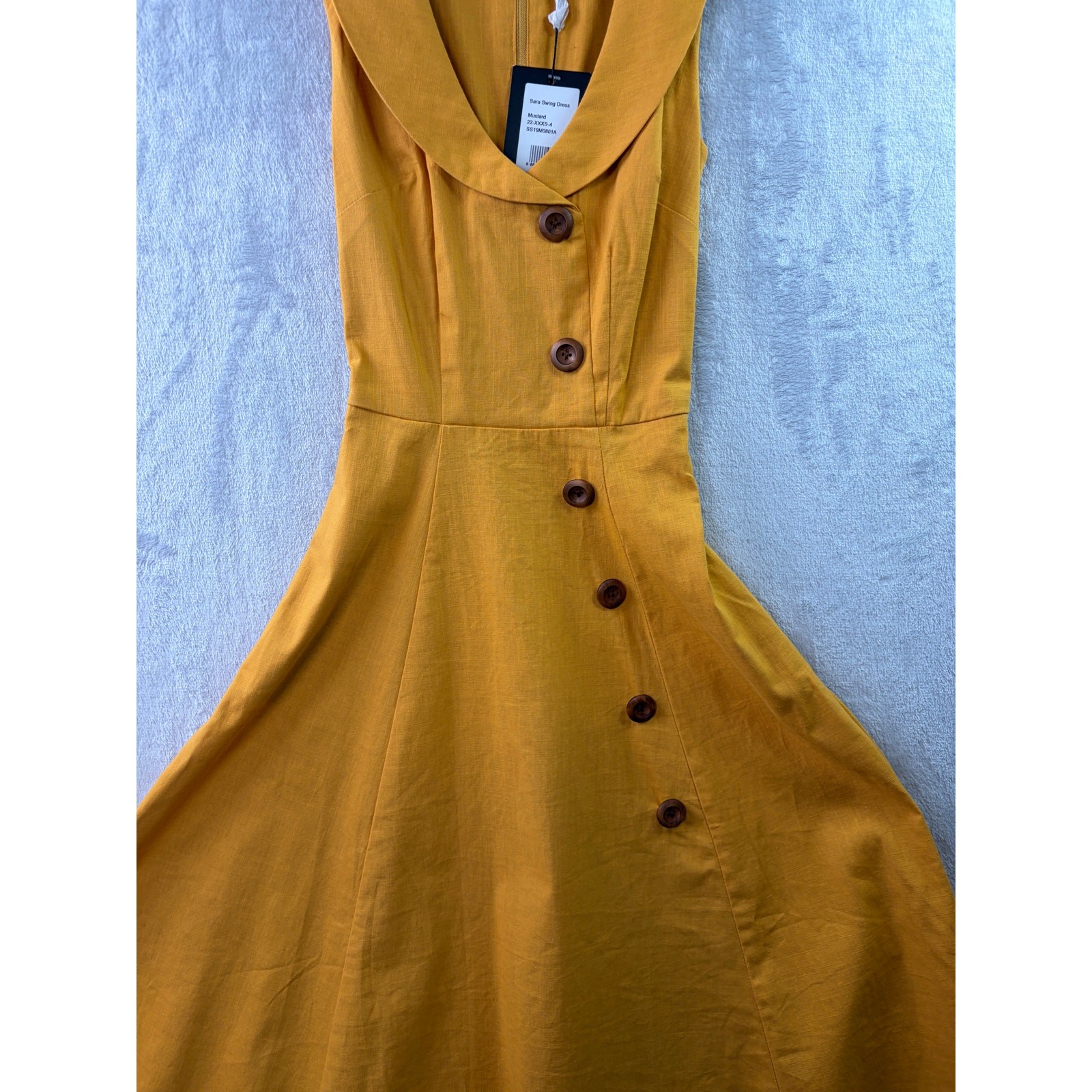 Collectif ModCloth Mustard Retro Swing Dress – Size 3XS – NWT