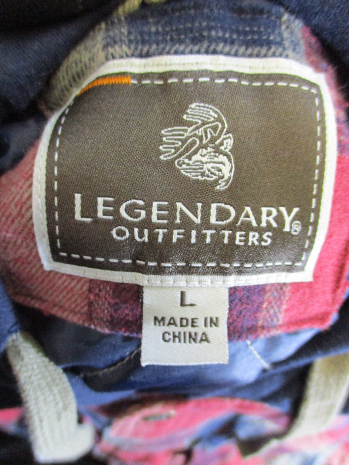 Legendary Outfitters Flannel Jacket Mens Large Red Blue Brown Cotton