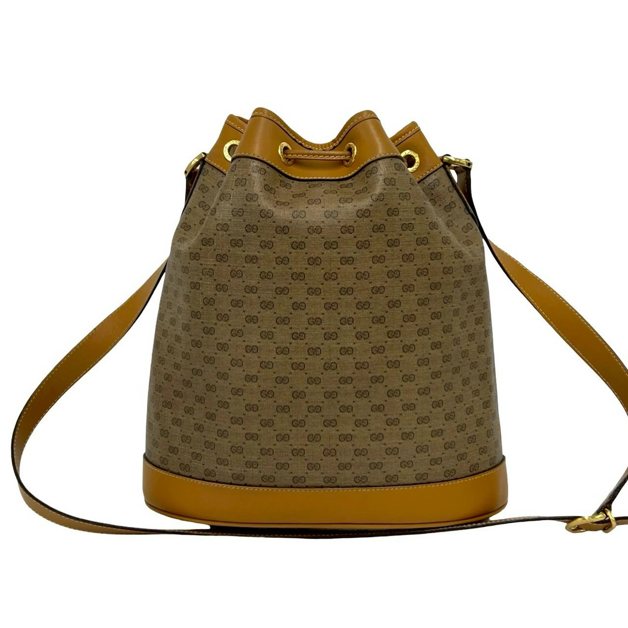 GUCCI Vintage Old Gucci GG Logo Pattern Leather Mini Boston Handbag Navy Bag