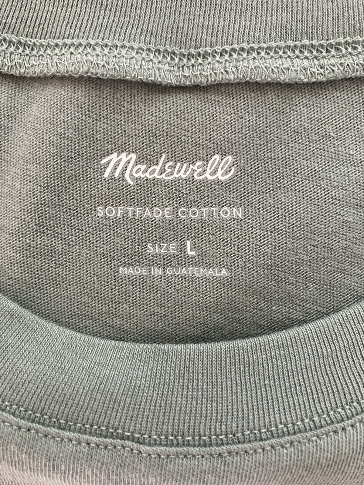 Madewell Softfade Cotton Tee Womens Large Green Crew Neck Short Sleeve Top NWT