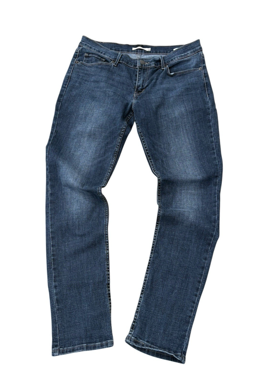 Levi’s 524 Skinny Jeans Women Medium Wash Denim Blue Button Logo Zipper Pockets