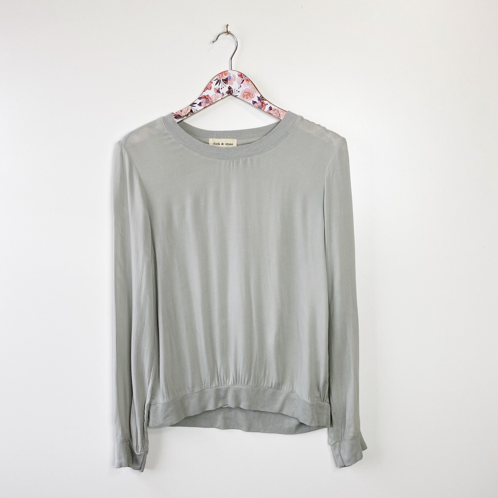 CLOTH & STONE Light Green Gray Long Sleeve Lightweight Top! M Medium