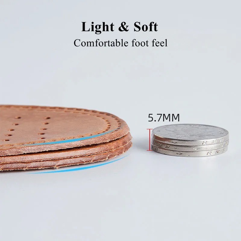Real Cowhide Insole Leather Shoes Boots Shoe Inserts Soft Breathable Deodorant A