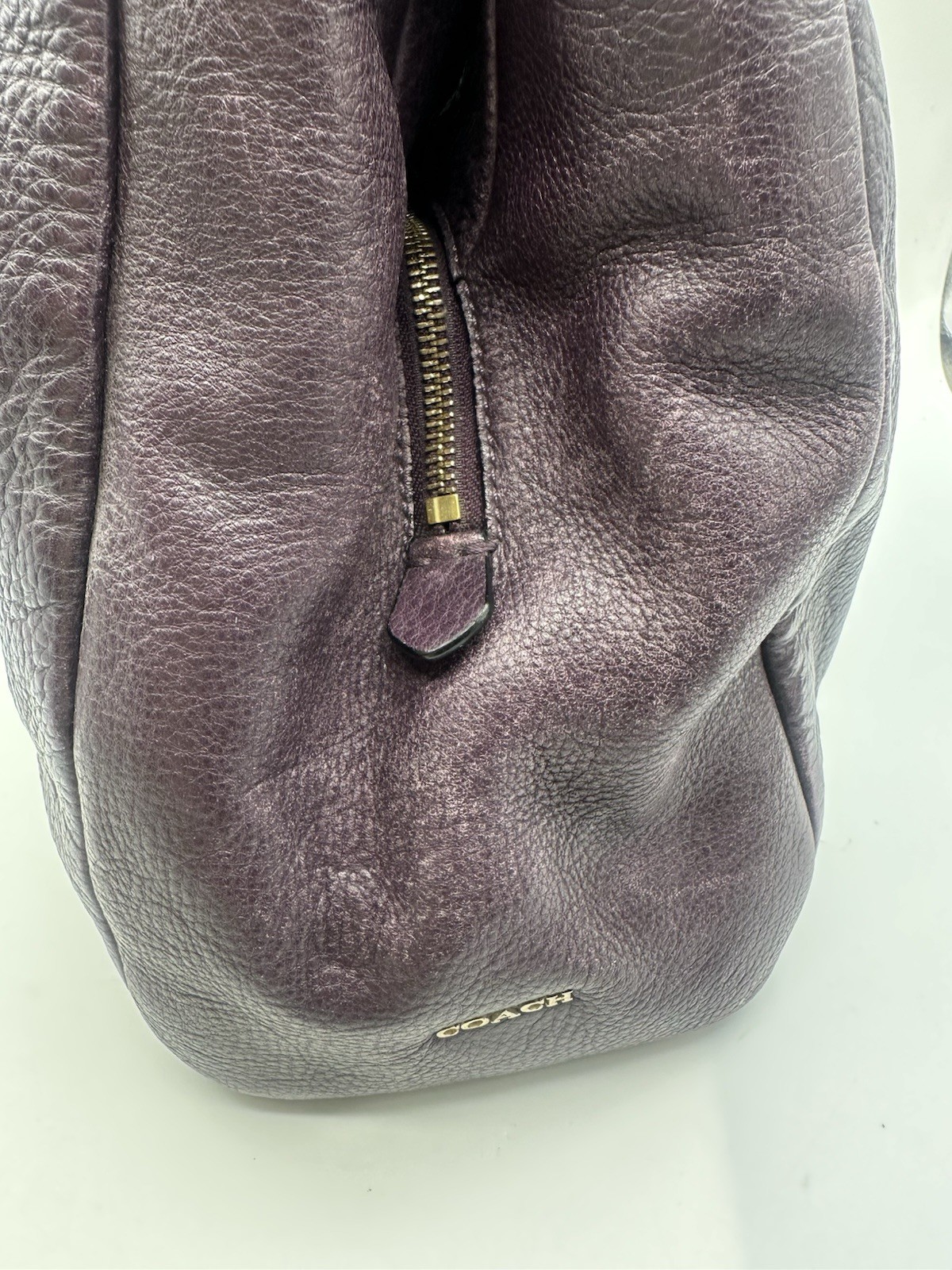COACH Madison Phoebe 3 Compartment Eggplant Leather Tote Shoulder Handbag 24621