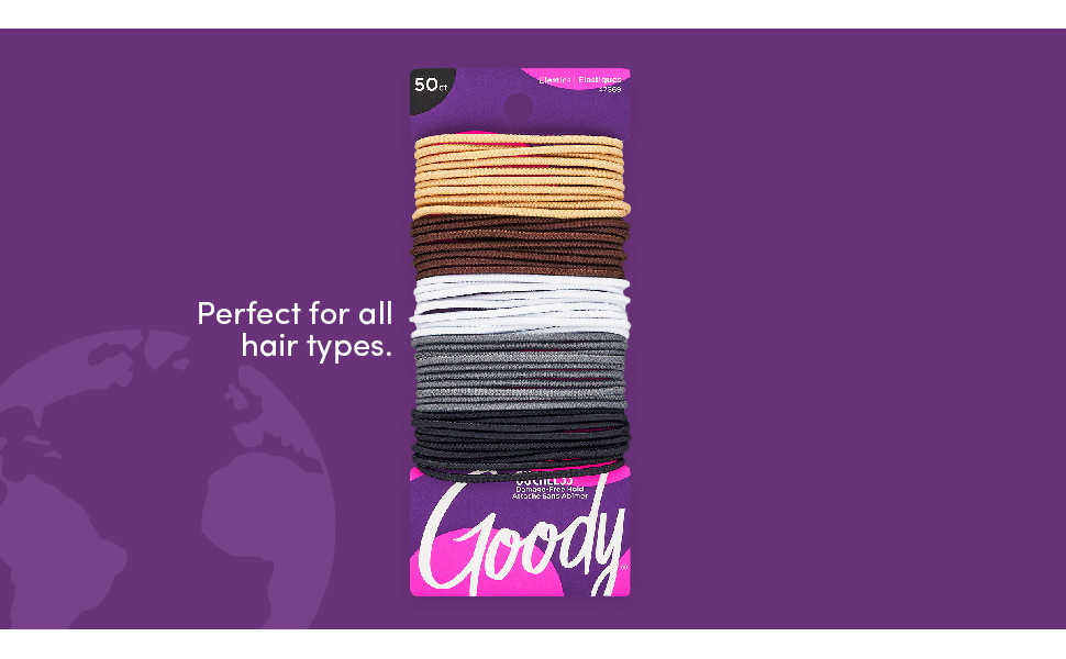 Goody Ouchless Elastic Hair Ties – 50 Ct, Assorted Neutrals, 2MM Rubber Bands