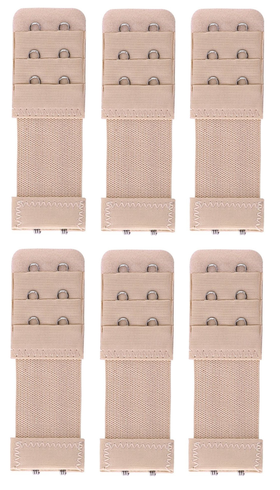 Set of 6 Bra Extender 2 Hooks with elastic Beige Only Free Shipping