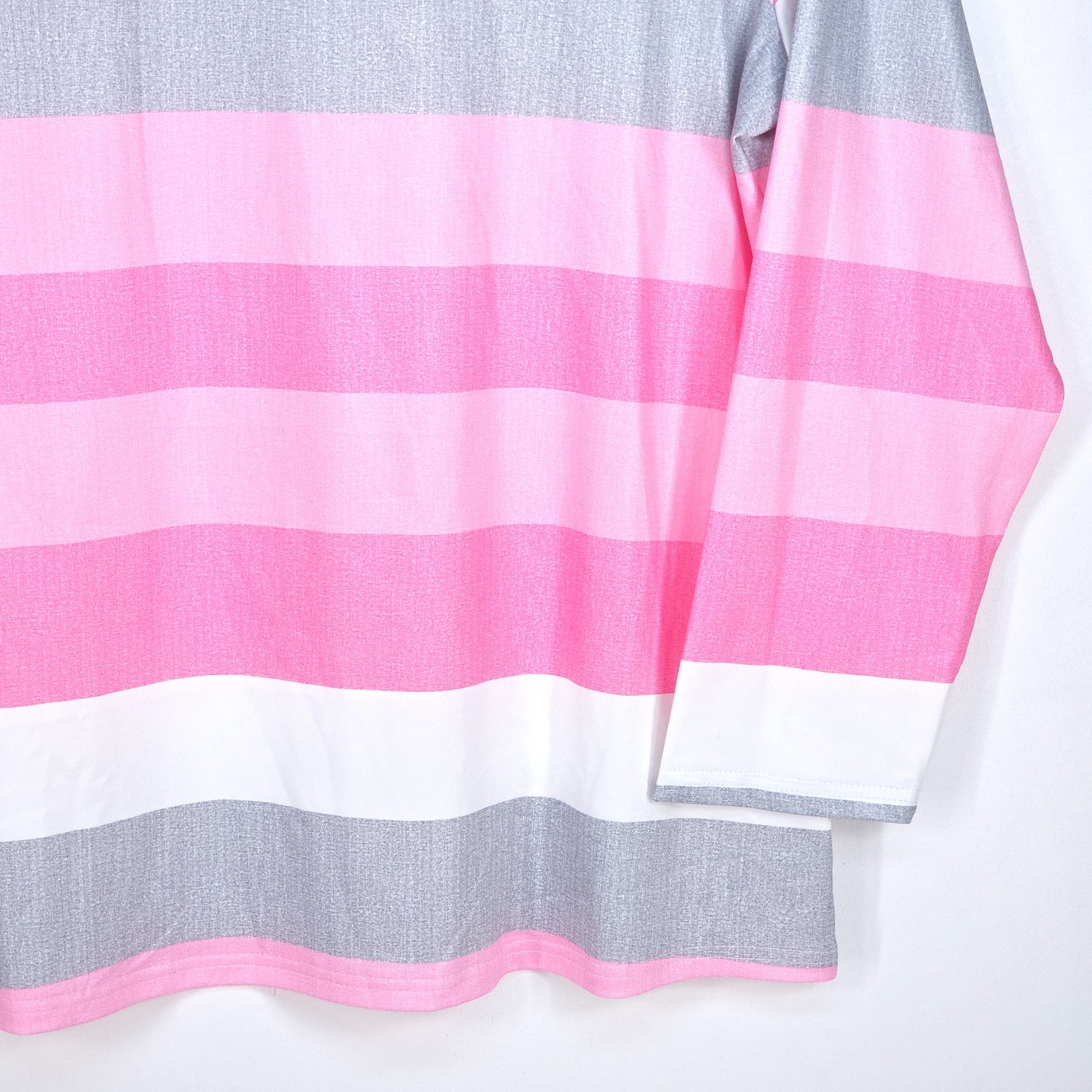 Striped Button Accent Tunic Top Womens 3XL Pink White Gray Coastal Career Office