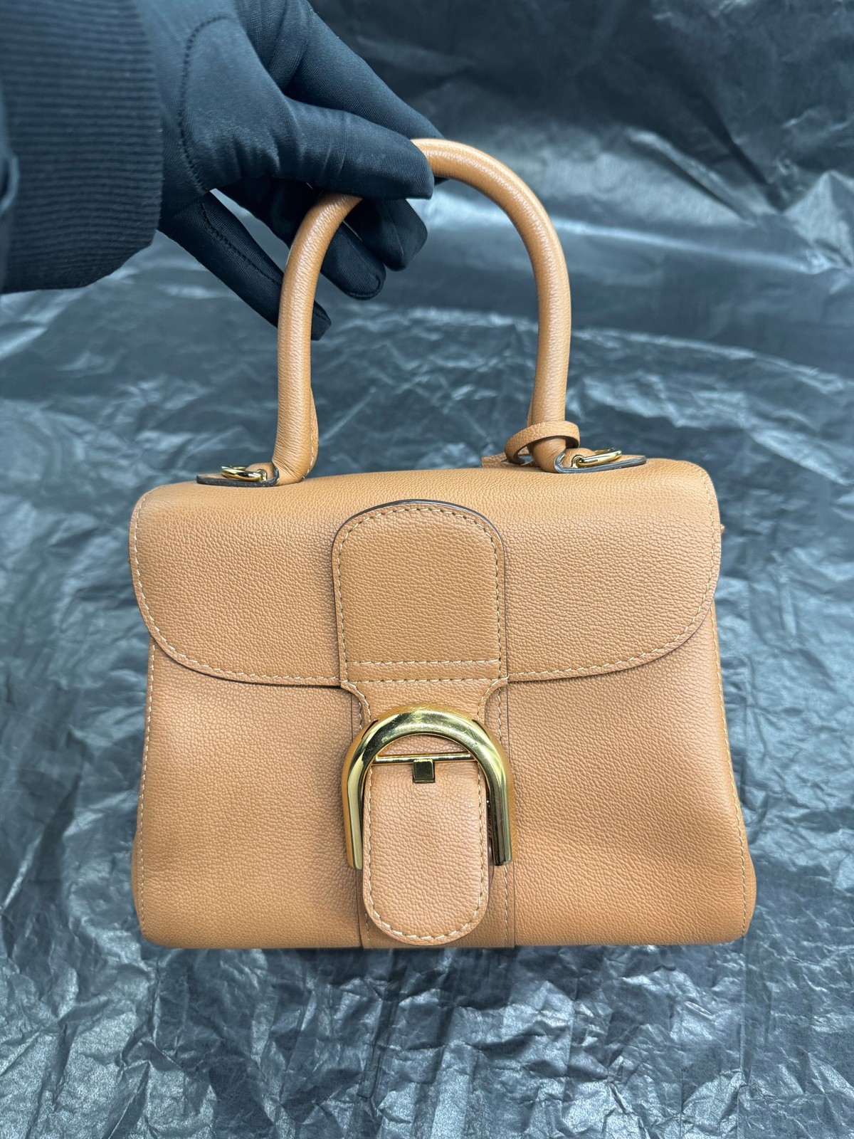 Authentic Delvaux Calfskin Top Handle Bag Golden Brown Gold-Tone eBay AG