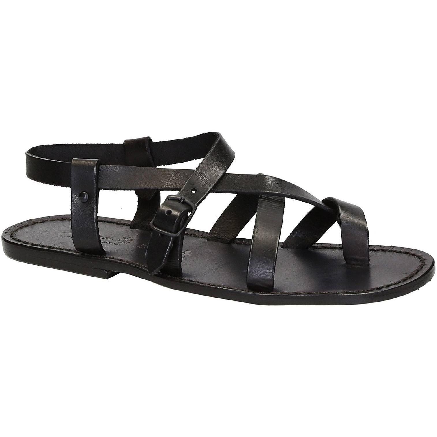 Gladiator sandals for men in black genuine calf leather Handmade in Italy