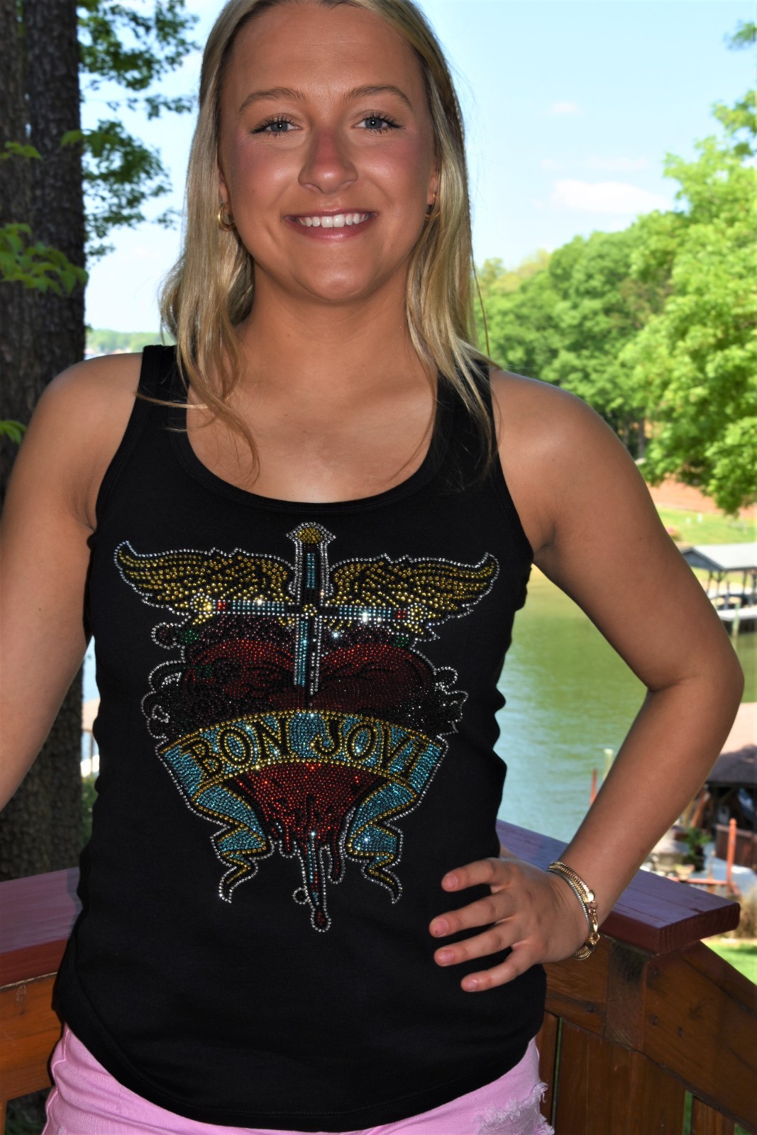Bon Jovi rhinestone bling shirt or tank XS S M L XL XXL 1X 2X 3X 4X 5X