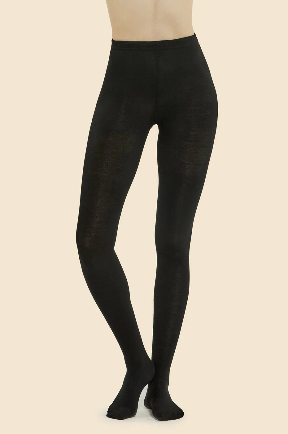 Ladies Thick Super Soft BLACK with foot Winter Tight Mopas #008A