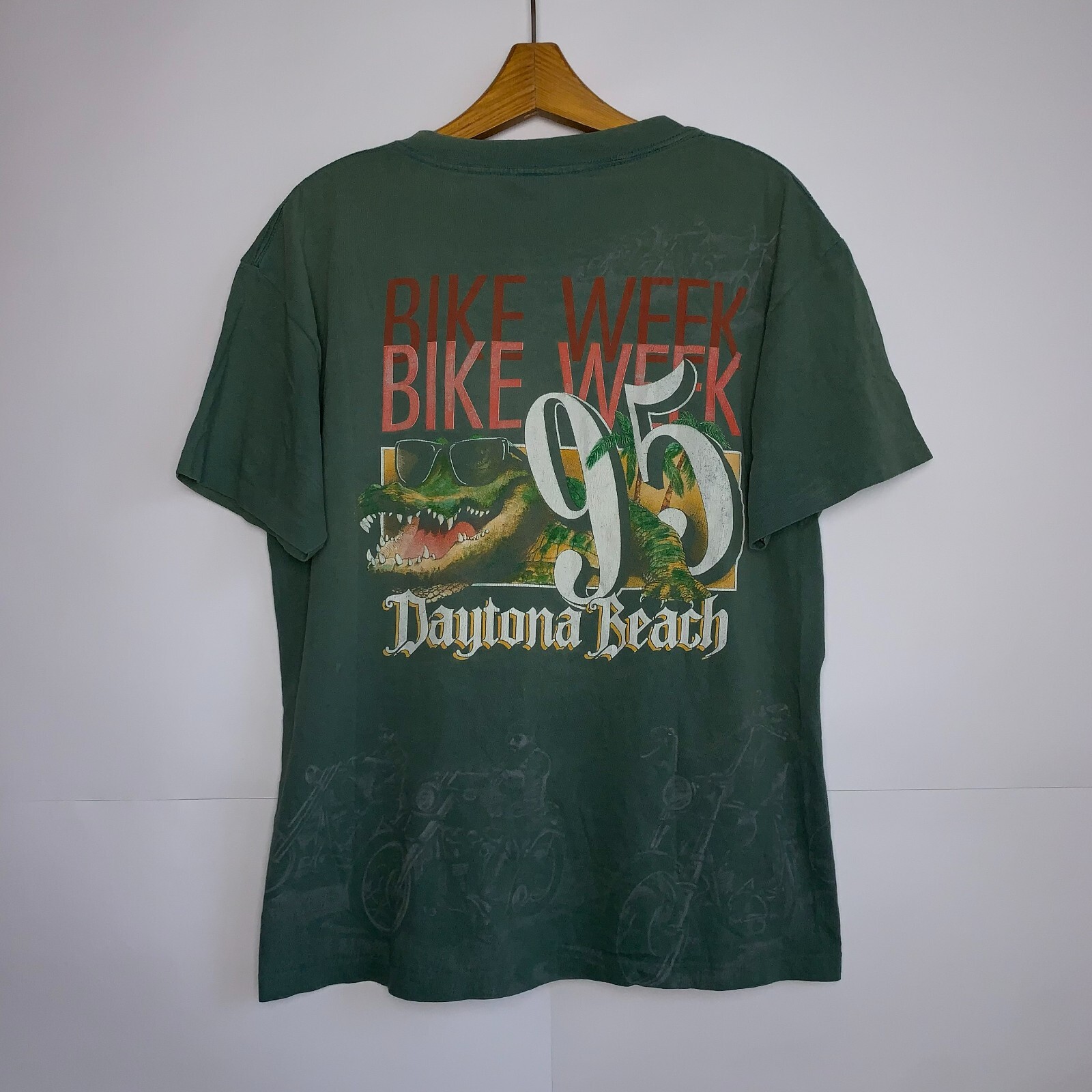 VINTAGE AMERICAN BIKER 90s EAGLE DAYTONA BEACH USA CMJ SPORTS WEAR sz L MEN