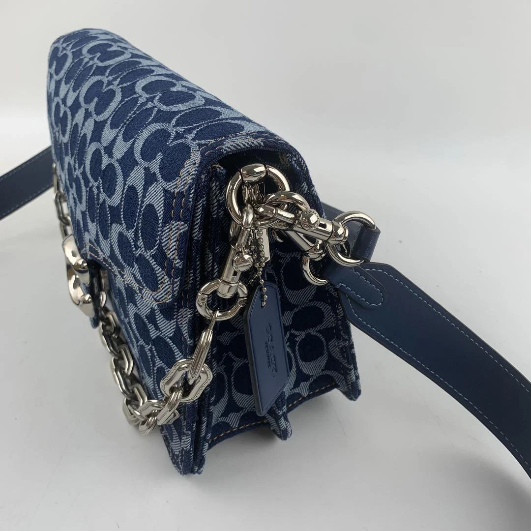 COACH Chain Tabby Shoulder Bag Signature Denim CAN15 outlet New Ships from US
