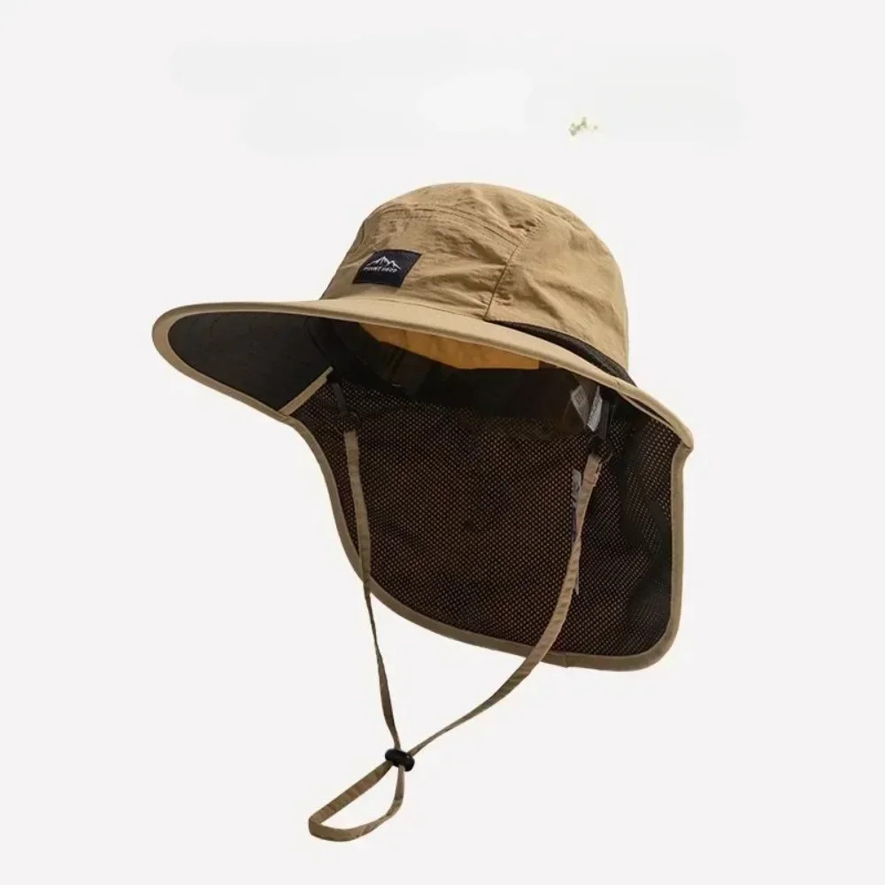 Wide Brim Waterproof Quick-Dry Sun Hat with Neck Flap Breathable Mesh Hiking Cap