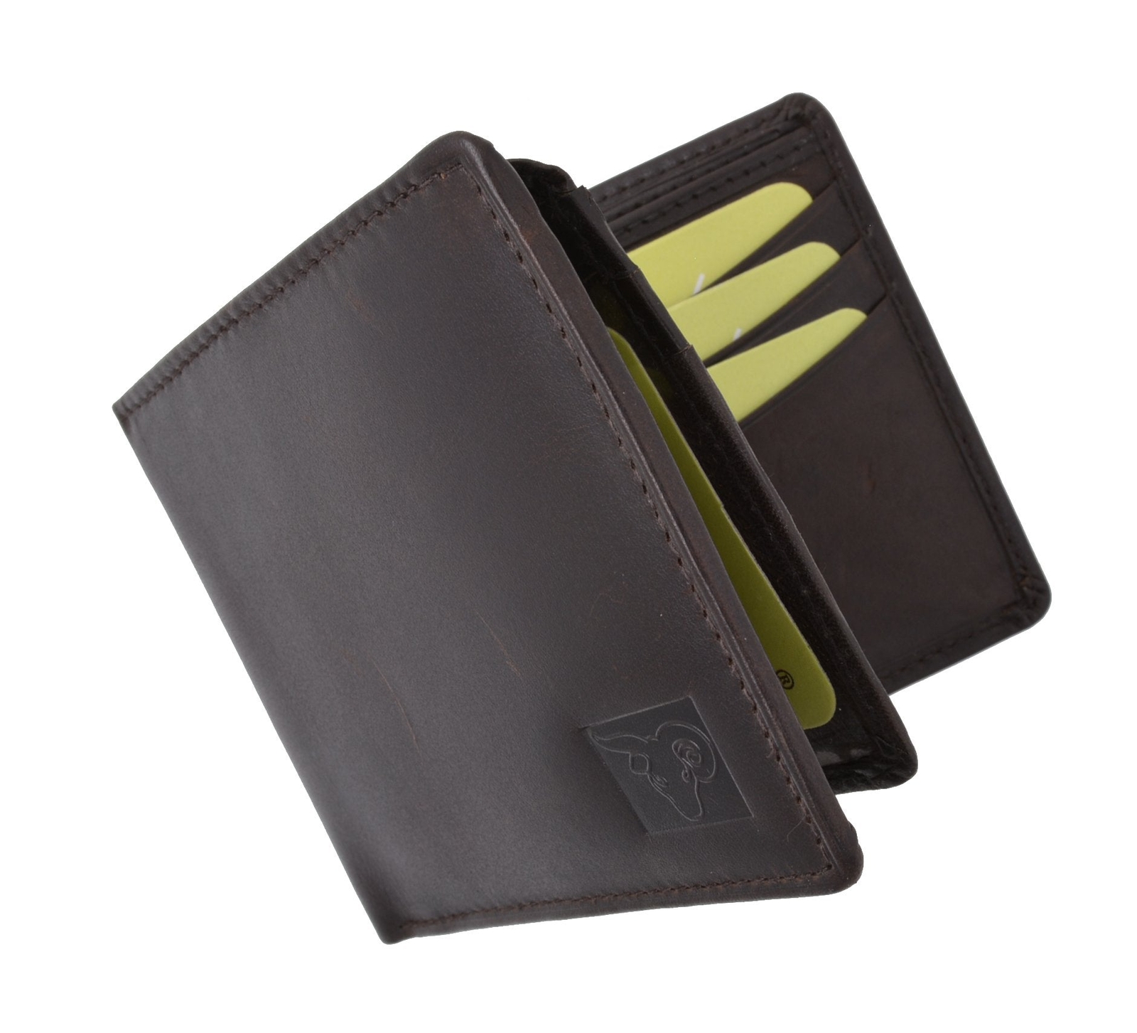 Cavelio High Quality Mens Genuine Leather Flap Up ID Card Holder Bifold Wallet