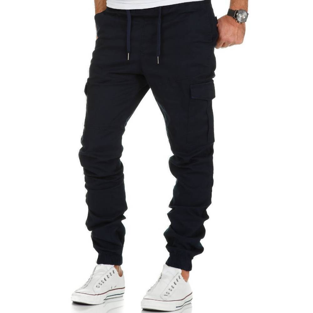 Men Elasticat Waist Joggers Cargo Pants Sweatpants Fitness Combat Sport Trousers