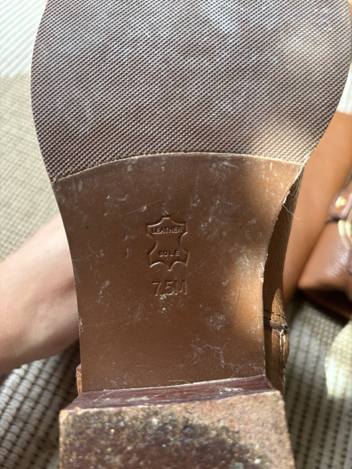 Tory Burch Amanda Brown Leather Knee High Riding Boots Zip Logo Womens 7.5M