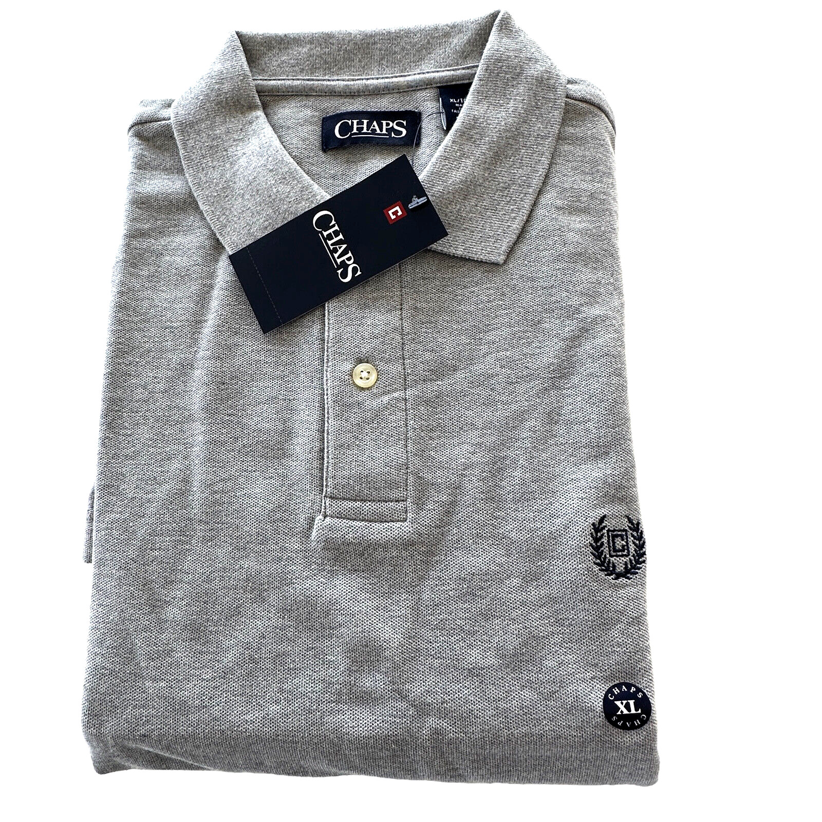 Chaps Polo Shirt Mens XL Short Sleeve Cotton Gray Heather New With Tags