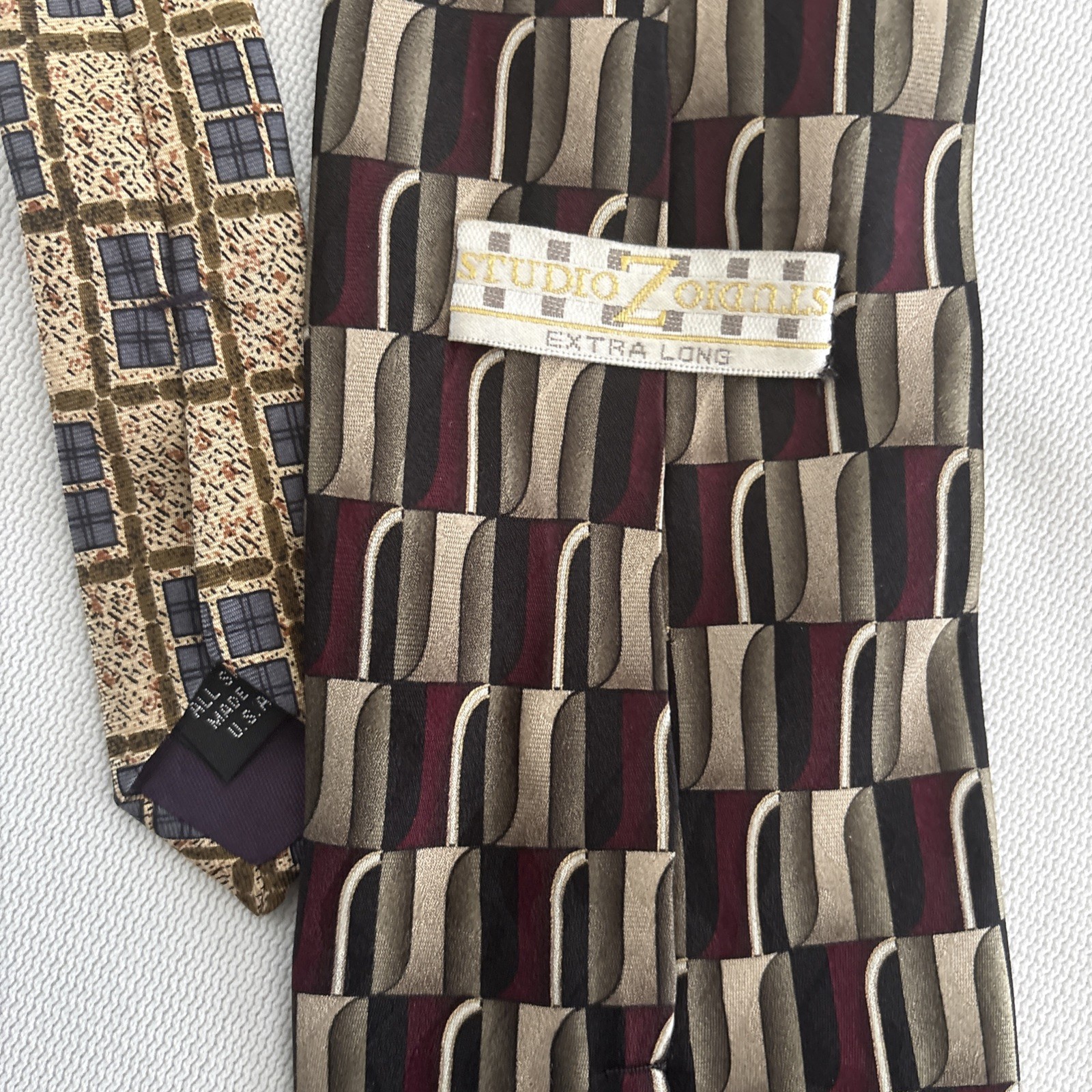 Studio Z Extra Long 64 Inches Men’s Necktie 100% Imported Silk Geometric Necktie