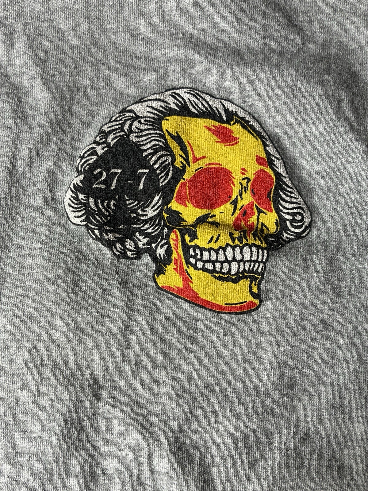 “27-7” Skull Tattoo Flash Graphic Tee Heather Gray XL Port & Company DoubleSided