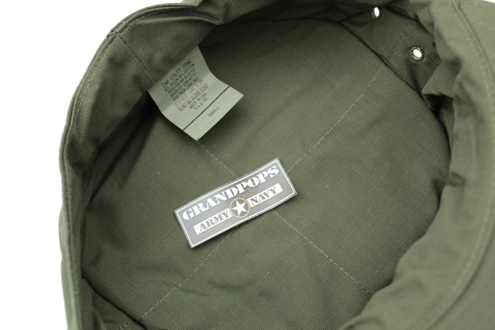 USMC CAP OD GREEN RIPSTOP 8 POINT 2 PLY TOP STITCH WITH EGA