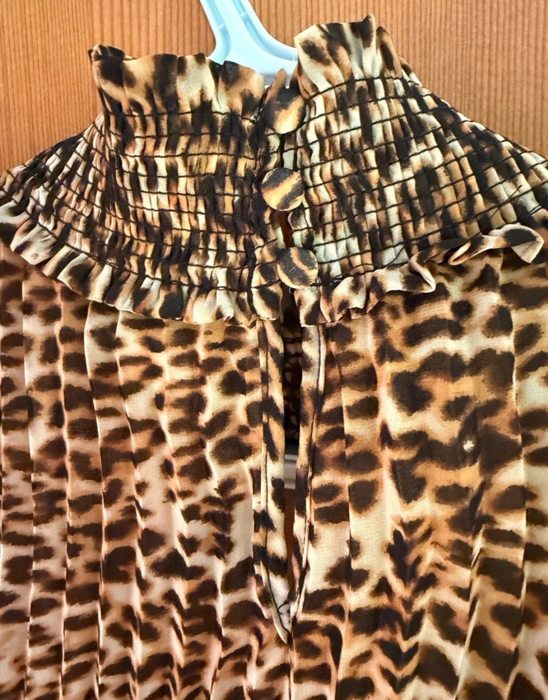 Worthington Women’s Brown Black Leopard Print Mock Neck Sleeveless Blouse PXL