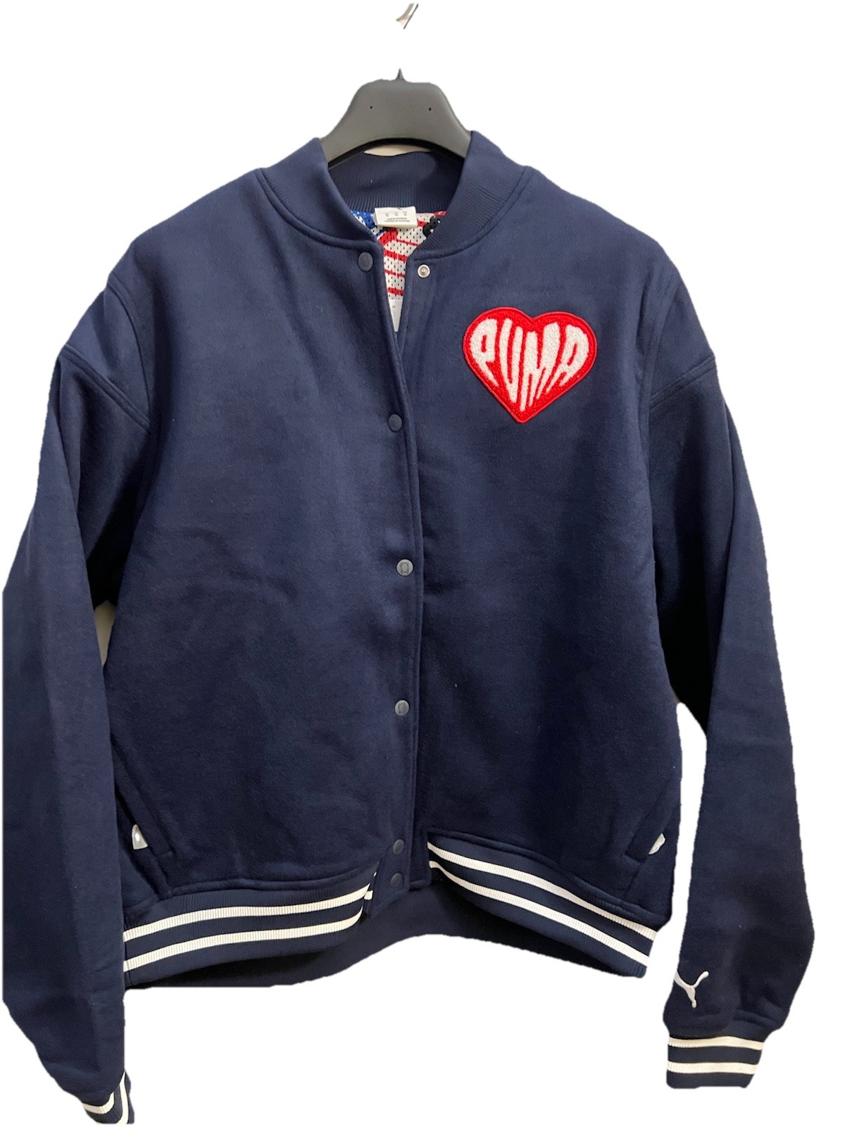 NEW PUMA STICKER PACK WOOL VARSITY JACKET NAVY BLUE [632832-01] Sz XL $200