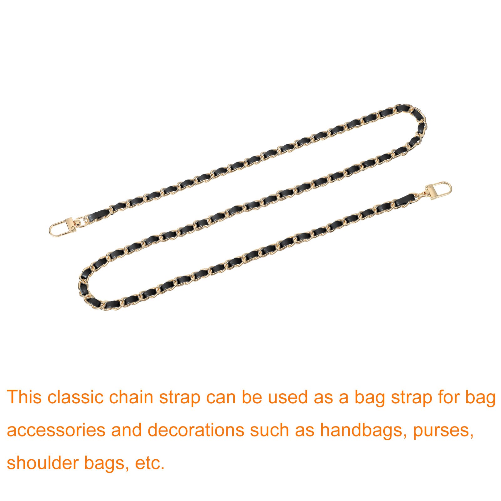 39″ Purse Chain Strap with Buckles for Shoulder and Cross Body Black Gold