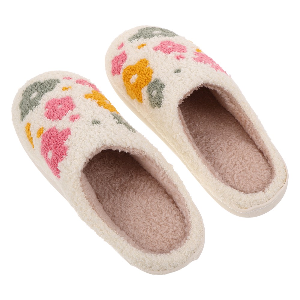1 Pair Comfy Womens Slippers Plush Cotton Lining Durable Nonslip Sole
