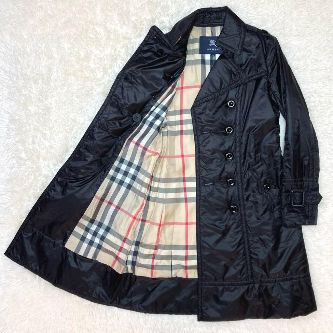 Burberry London lined Nova check nylon padded long trench coat
