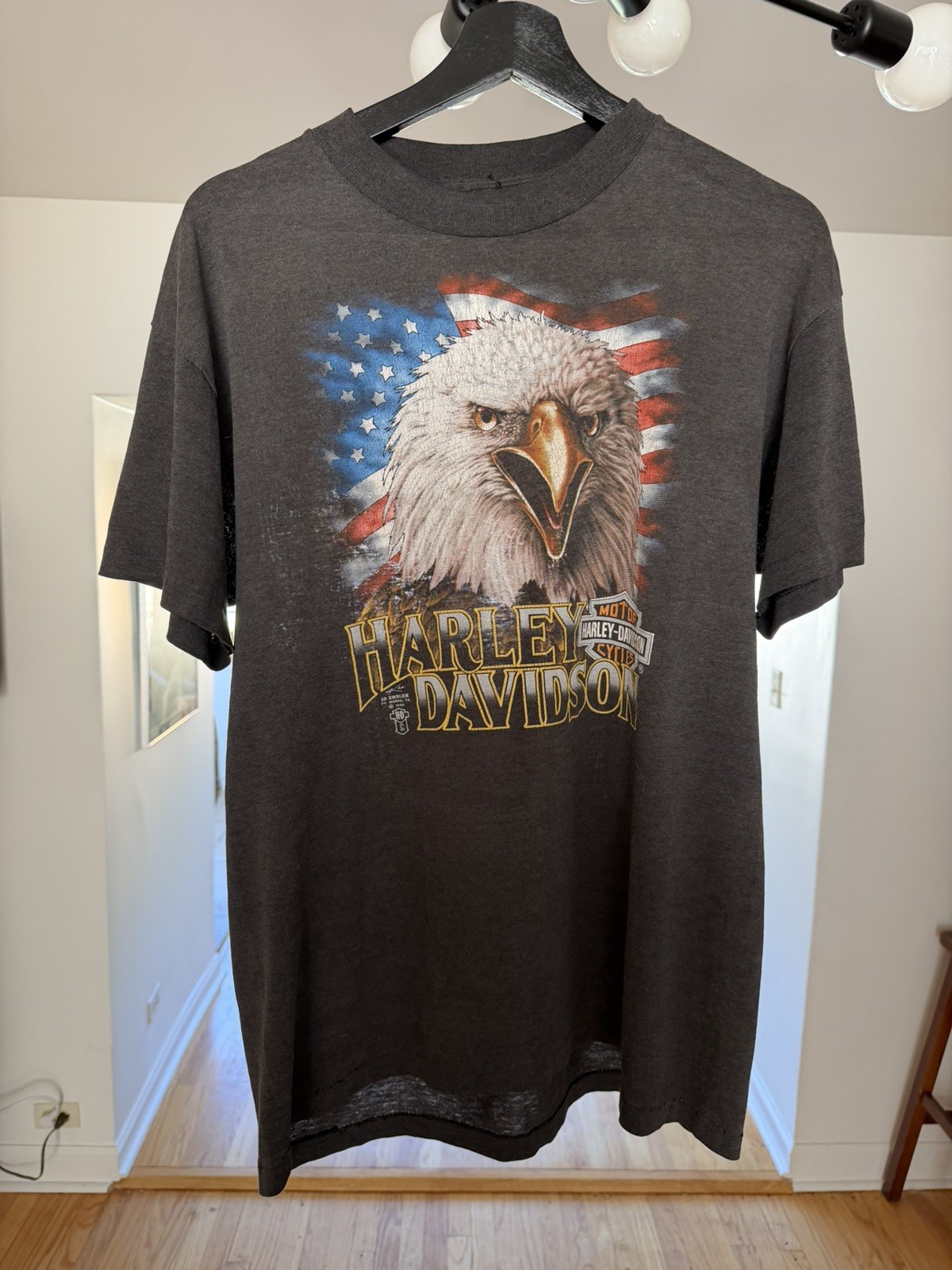 Vintage 3D Emblem Harley Davidson T Shirt 1988 L