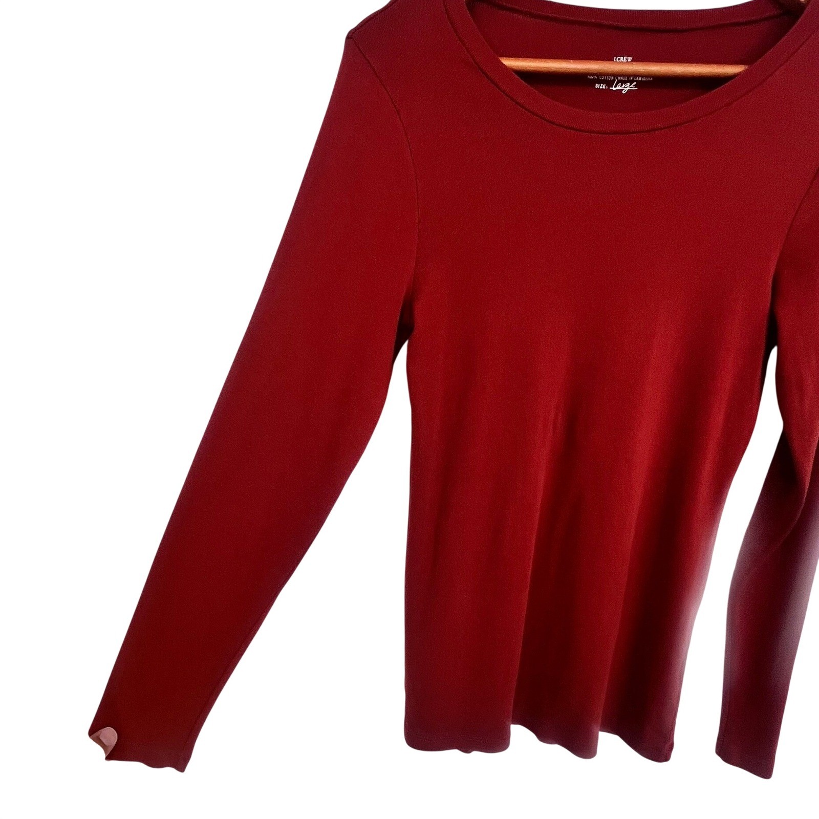 J.Crew Perfect Fit Tee Womens Large Red Long Sleeve Cotton Crew Neck Casual