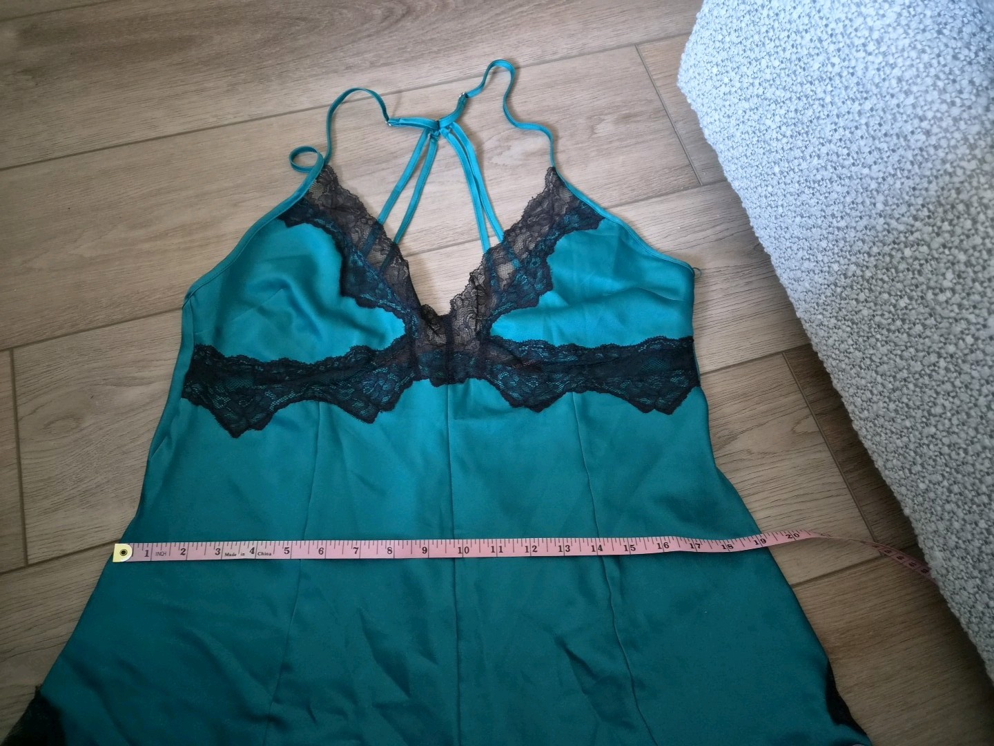 Ann Summers Teal Blue/Green Satin & Black Lace Playsuit Size Medium 12-14