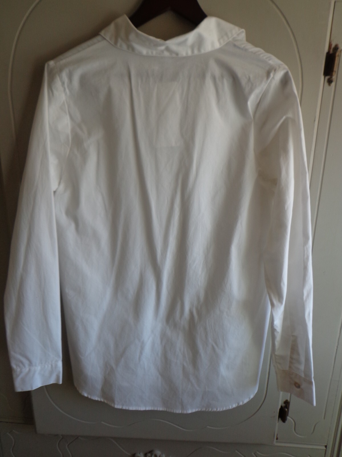 NWT I Love Linen Hi-Lo Button Down Blouse S White Long Sleeve Button Cuff