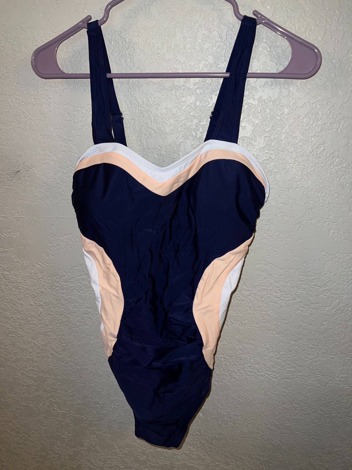 Womens One Piece Swimsuit Color Block Tummy Control Bathing Suit Ruched Medium