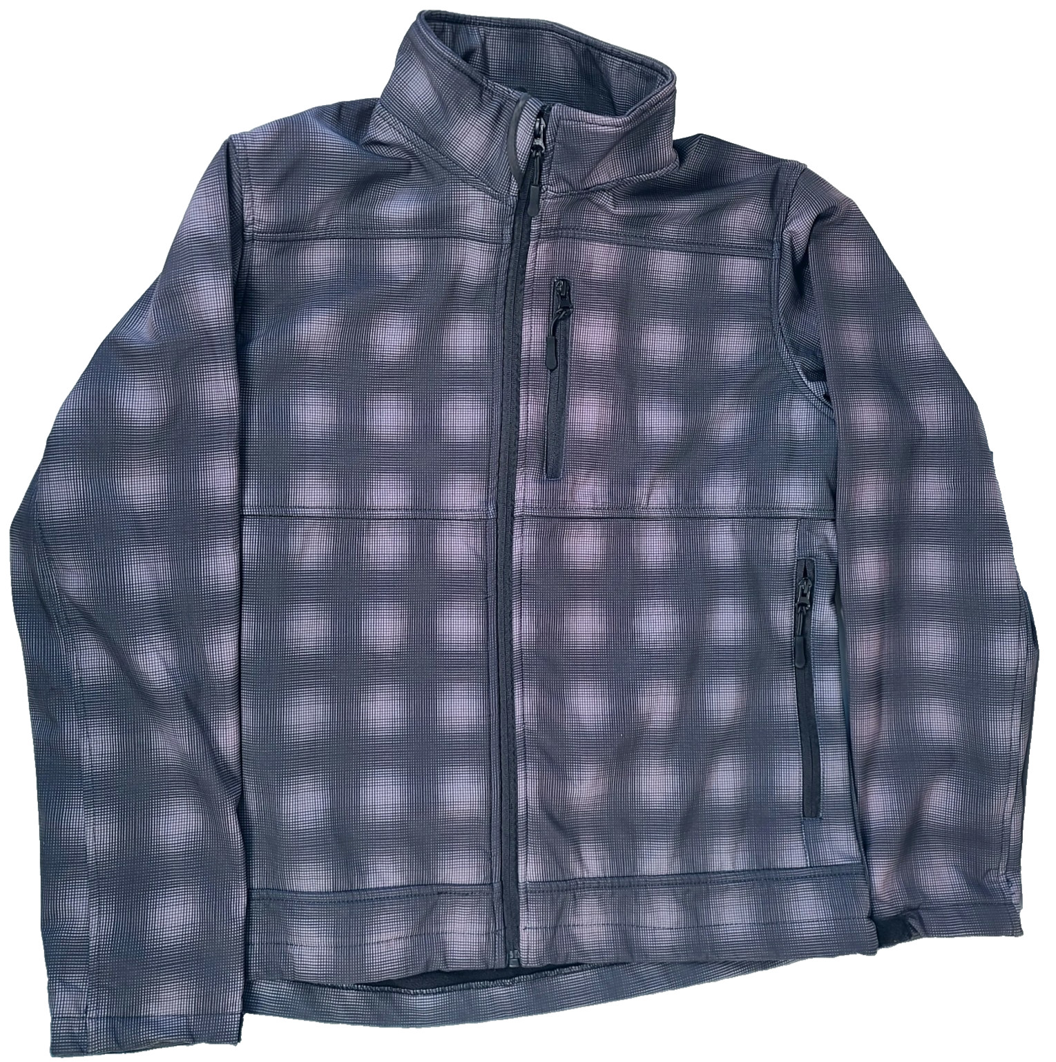 Pintlar Jacket Men’s Medium Gray Fleece-Lined Plaid Full-Zip Soft Shell Stretch