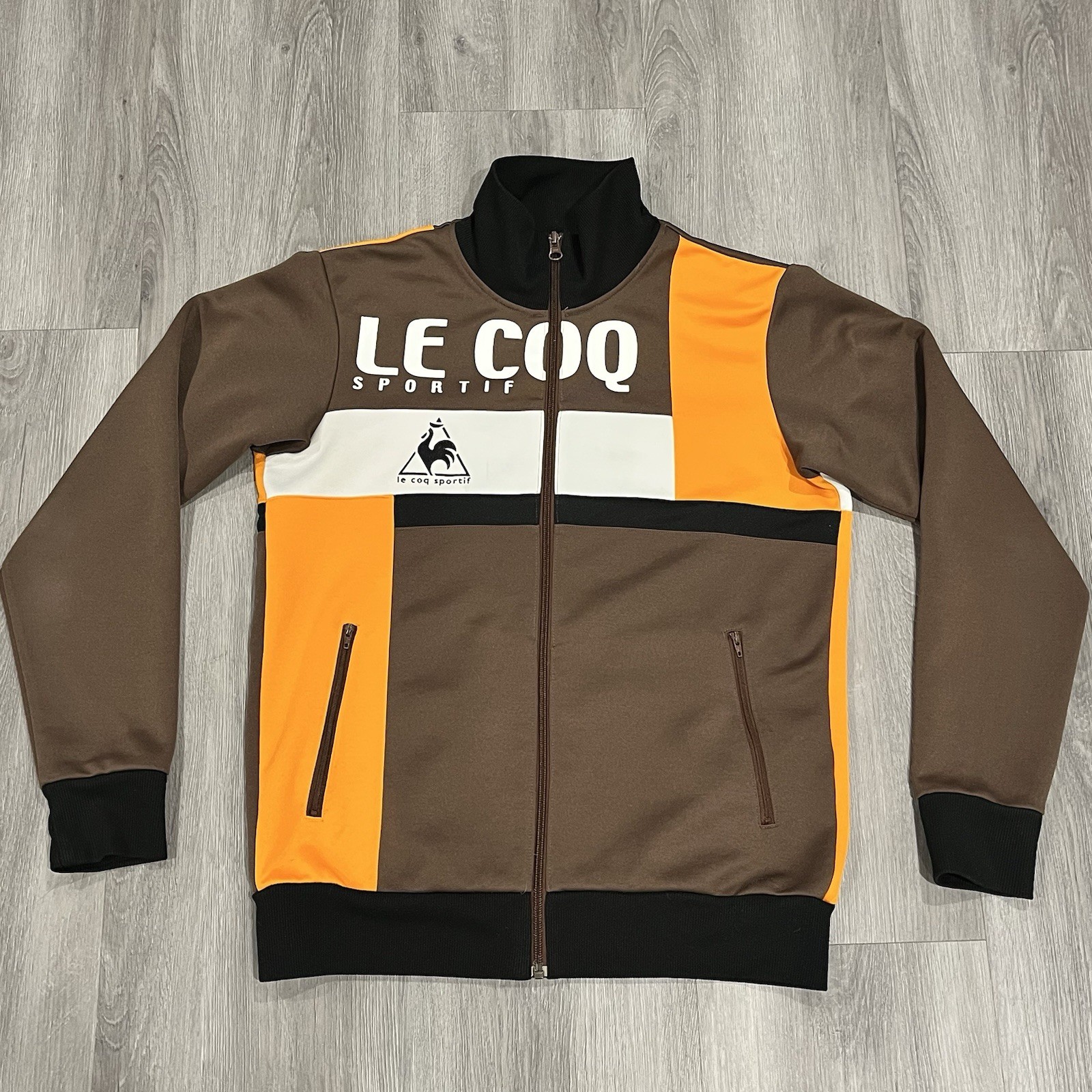 Vintage Le Coq Sportif Track Jacket Men’s Size Small Brown Orange