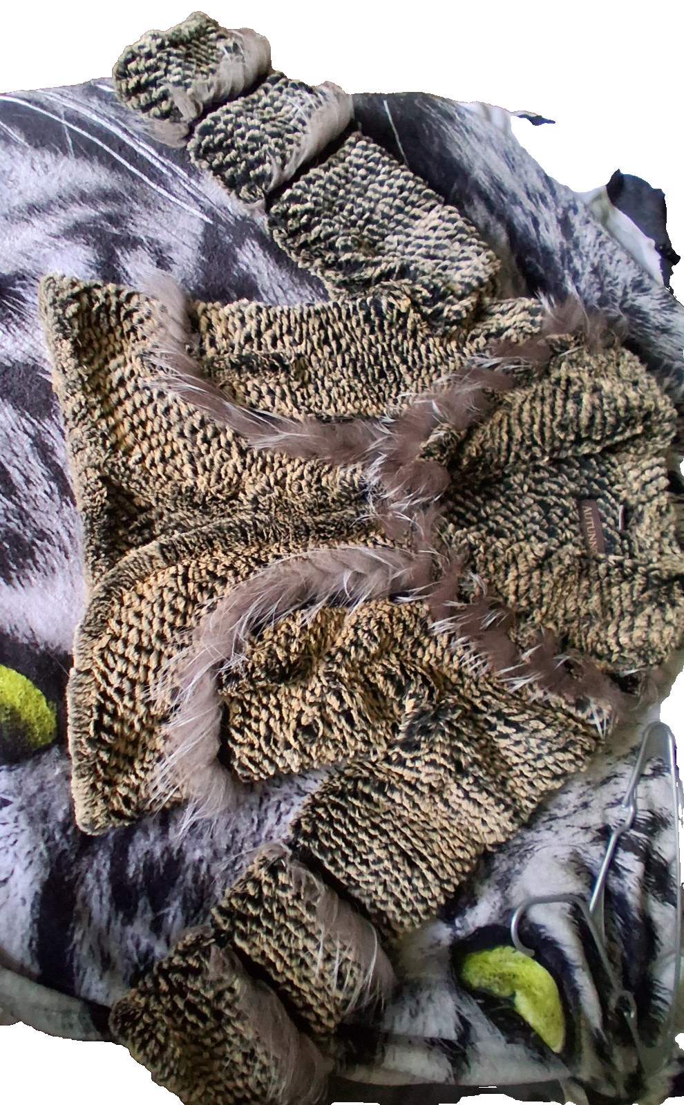 Real fur jacket, womens size small, rabbit body and lining fox trim.