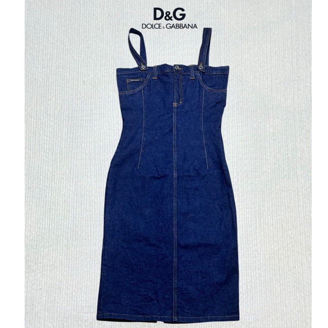 A form-fitting midi denim dress from Dolce & Gabbana.