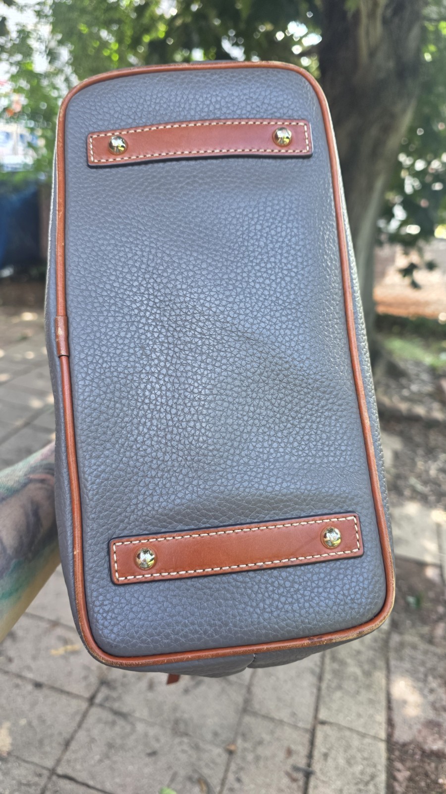 Dooney & Bourke Pebble Grain Zip Zip Satchel, Slate Gray (No Long Strap)