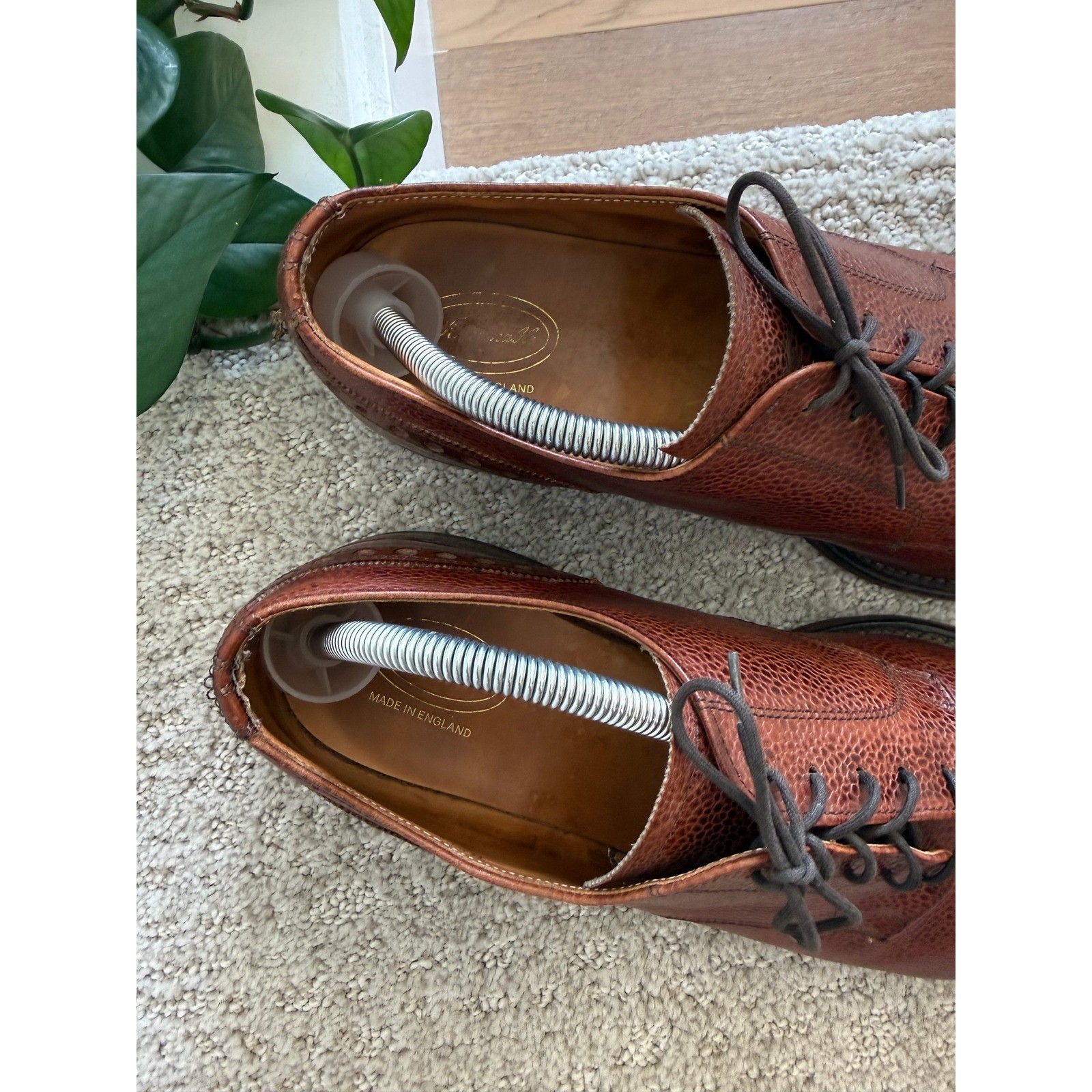 VTG Faconnable Battalion England Pebbled Leather Oxfords 11.5 EE COGNAC BROGUE