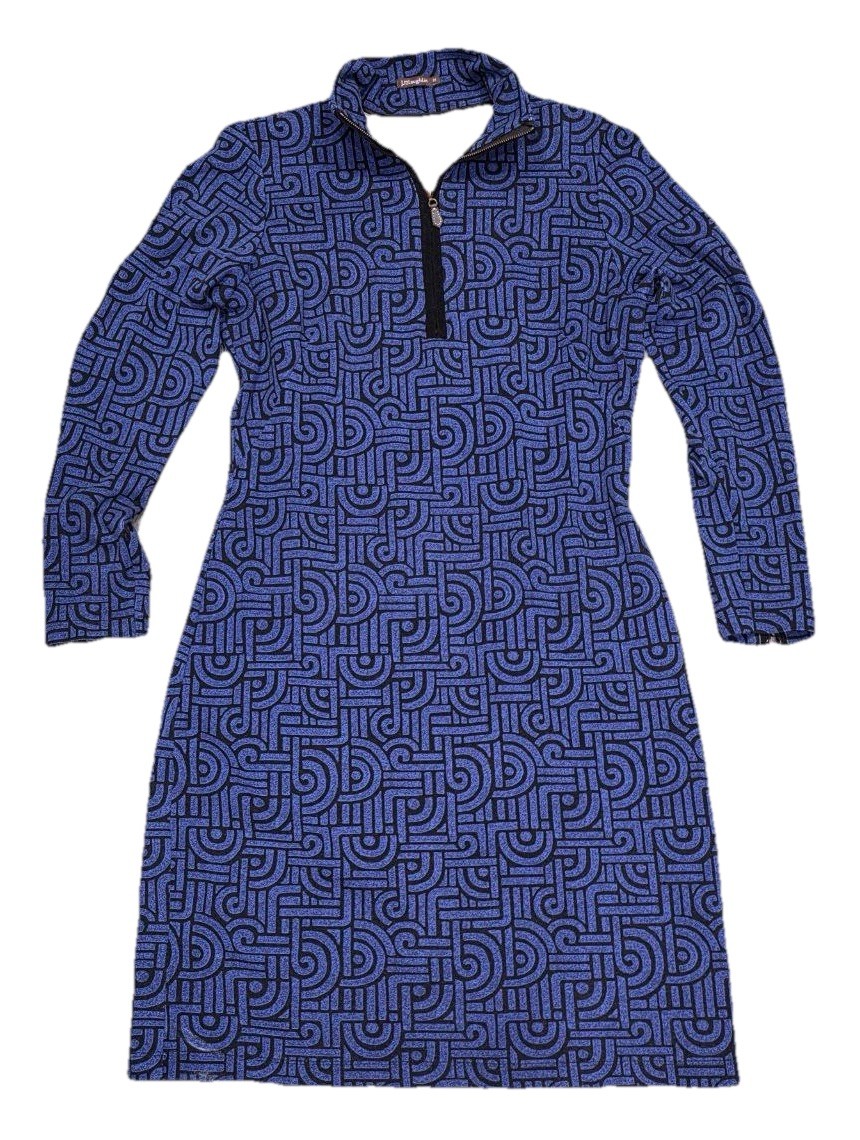 J.McLaughlin NWOT Bedford Purple Geometric Link Quarter Zip Dress Medium A004259