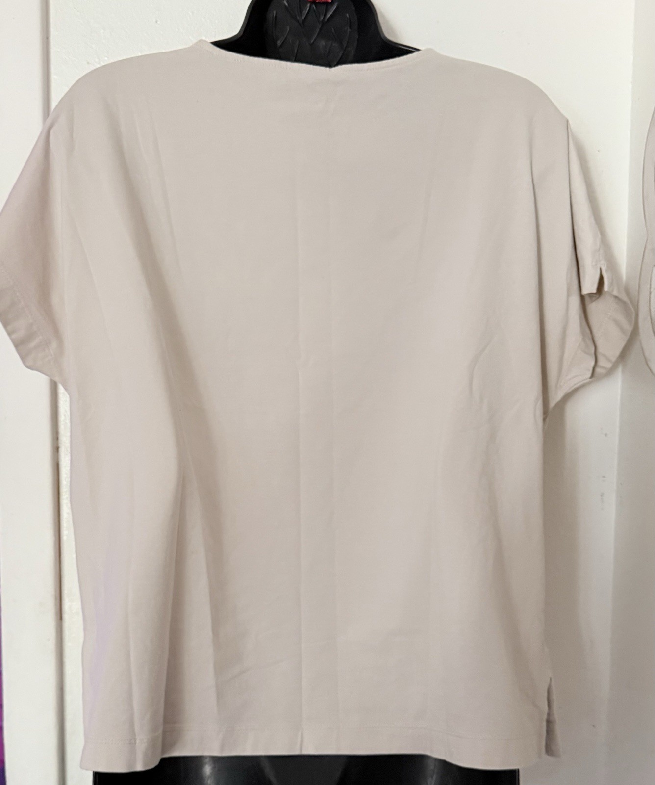J.Jill Beige Supima Cotton Knit Crew Neck Short Sleeve Relaxed T-Shirt L Women
